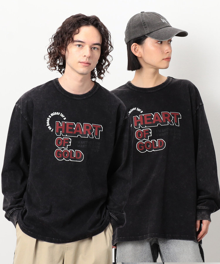 フロスト加工プリント長袖Tシャツ（55-32TK50-205）｜パープル