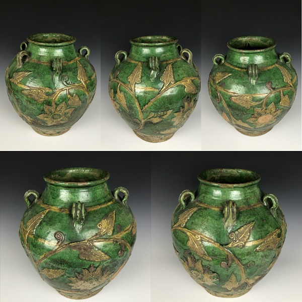 中国 素三彩花唐草文五耳壺｜商品一覧｜GALLERY 帝塚山