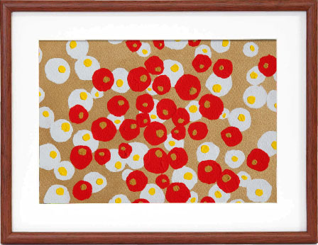 赤と白の世界|a022|【ギャラリー笑夢】☆抽象画,印象画,赤と金のアート