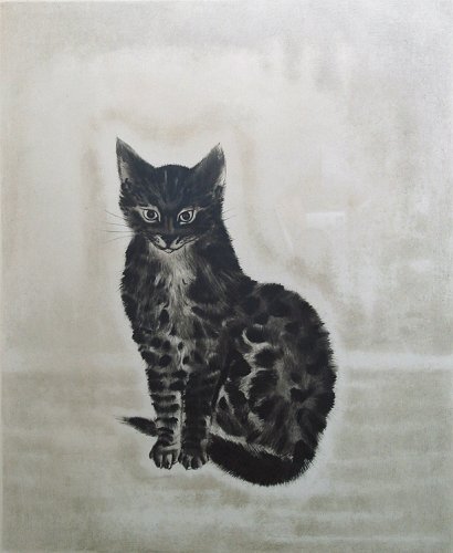 藤田嗣治『猫十態より 黒い猫』｜絵画 販売 買取 - 東京・自由が丘に