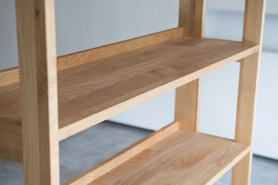 天然木アルダー無垢材 シェルフ 幅100 奥行29.2 高さ142cm ナチュラル