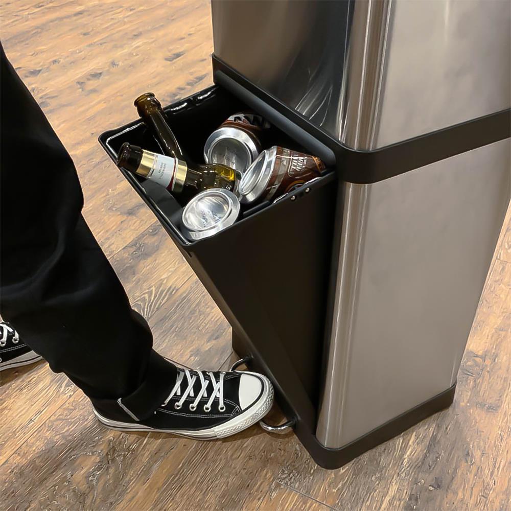 2コンパートメントビン 18-20L (ゴミ箱 分別 スリム ステンレス製