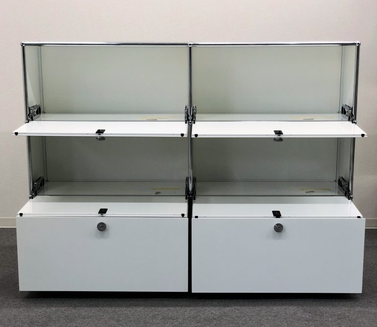 □USM/ハラーシステム□キャビネット 2列3段 扉あり 白 すべての扉が