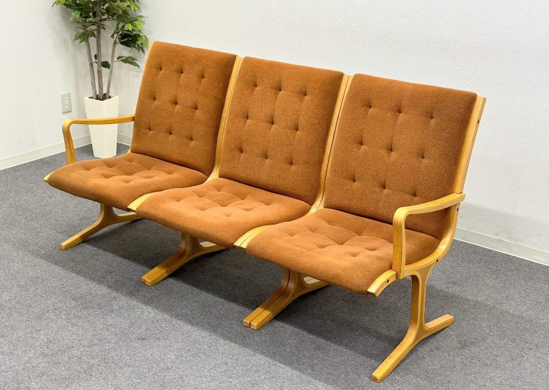 70'sビンテージ□TENDO/天童木工□HERON/ヘロン 3Pソファ ロー