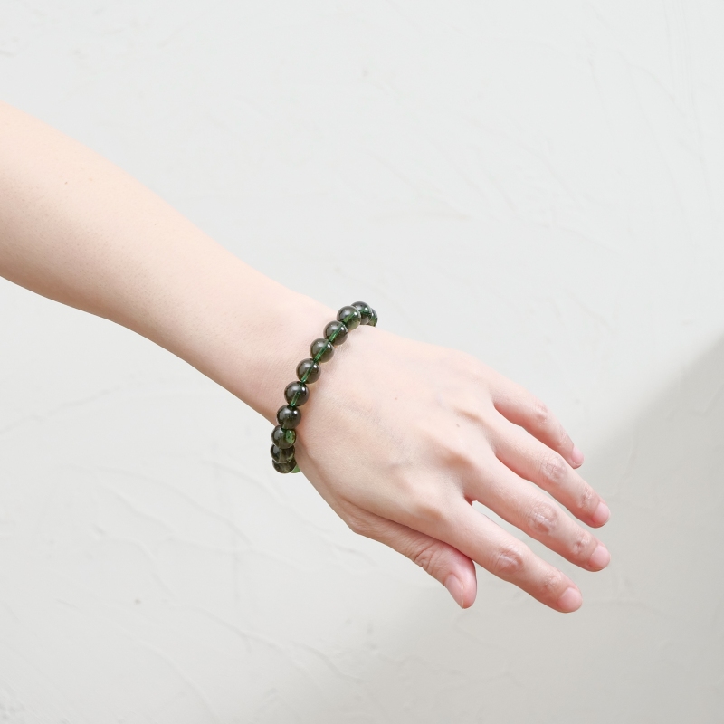 鑑別書付 モルダバイト丸玉ブレスレット 10mm｜マライカ公式通販