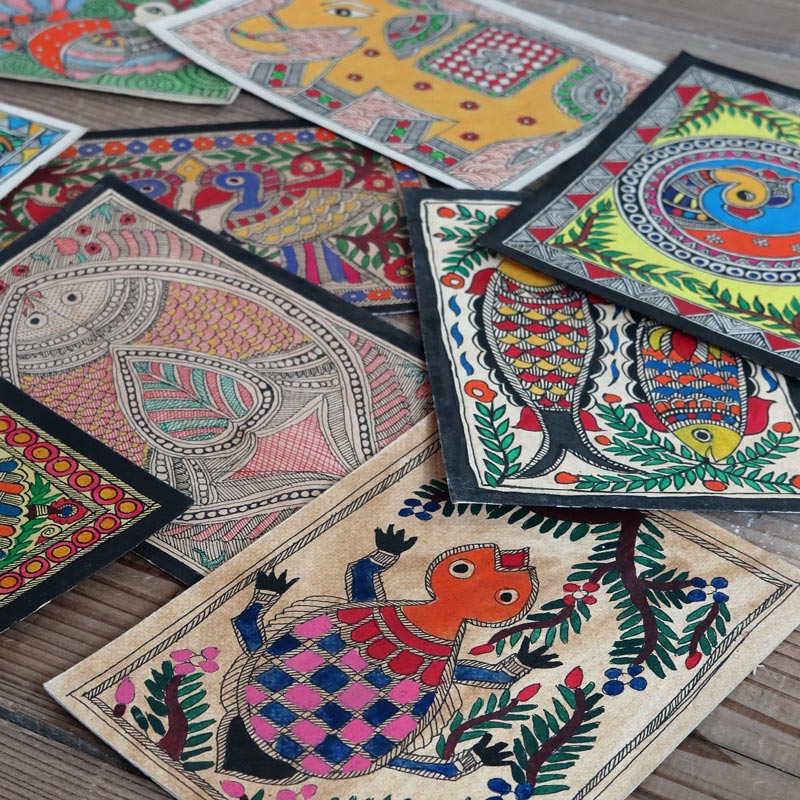 マドゥバニ（ミティラー）ペイント ＜アニマル＞ 14cm×19cm【メール便