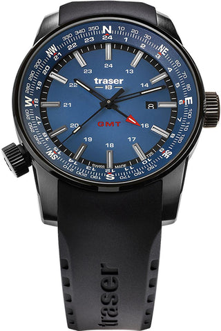 Traser P68 Pathfinder GMT Tritium Watch, GMT, Blue Dial, Signature