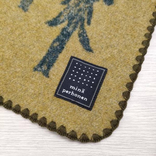 mina perhonen ひざ掛け ブランケット 刺繍 ブランケット カーキ