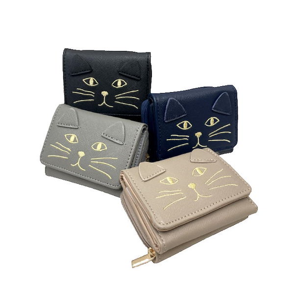Qoo10] 三つ折り 財布 コンパクト ミニ財布 猫