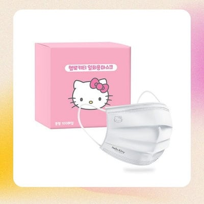Qoo10] ハローキティ マスク ホワイト 中型 1