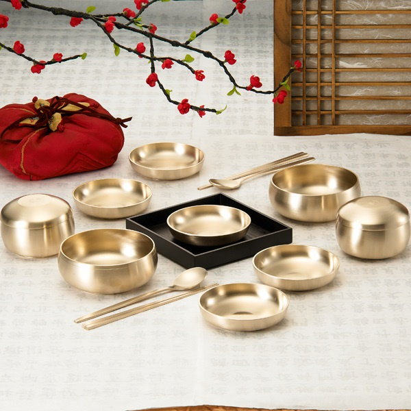 Qoo10] 韓国食器鍮器セットD－1真鍮製ご飯用2ス