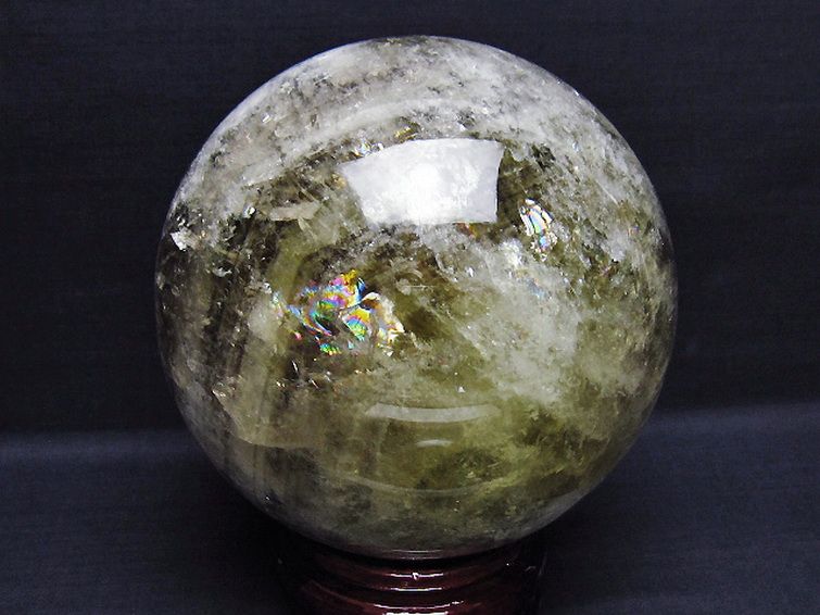 4.8Kgパワーストーン 天然石 虹入りシトリン水晶ファントム丸玉 155mm