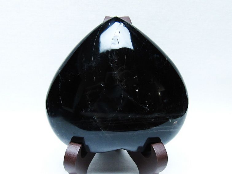 パワーストーン 天然石 モリオン 純天然 黒水晶 ハート 置物[T643-4757]