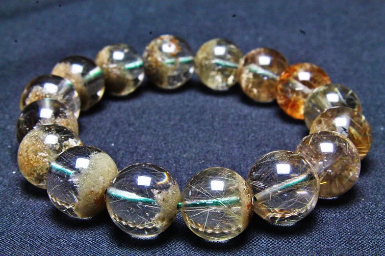 タイチンフラワー水晶ガーデンクォーツ（庭園水晶）ブレスレット13mm