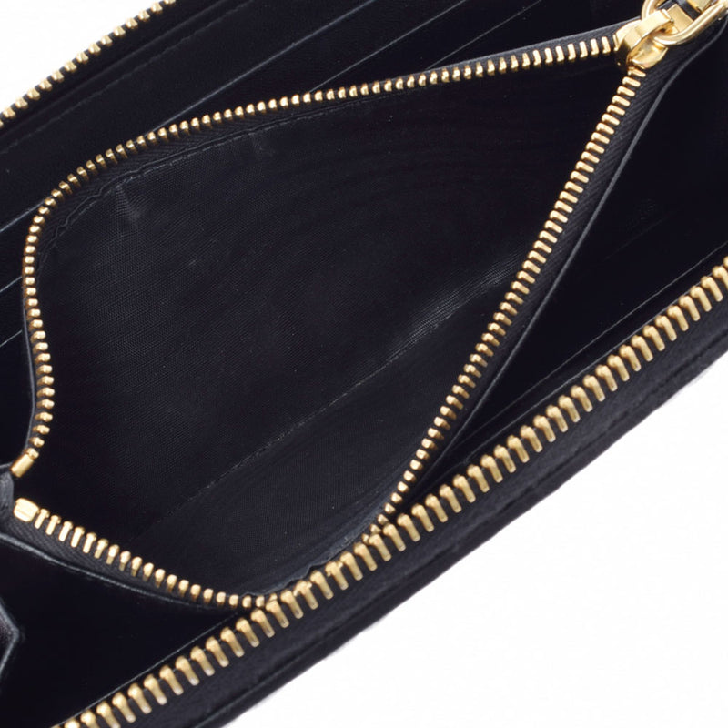 ミュウミュウマテラッセ ラウンドファスナー 黒 ゴールド金具