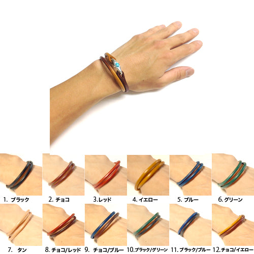 Cramp by 池之端銀革店 | ひし形 ターコイズ2重巻きブレス【Cr