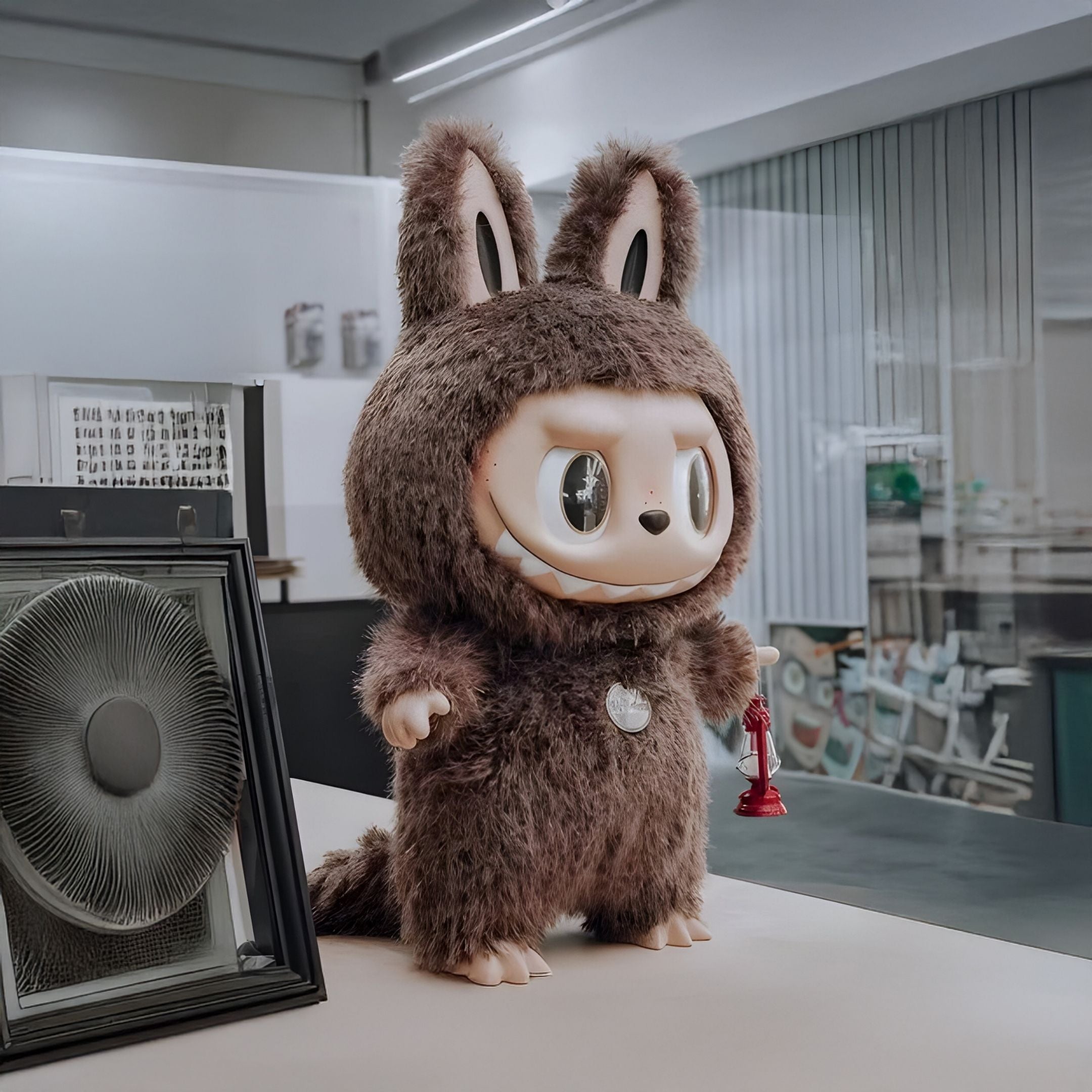 Brown Furry Zimomo Labubu Sculpture | 100cm Indoor Centrepiece