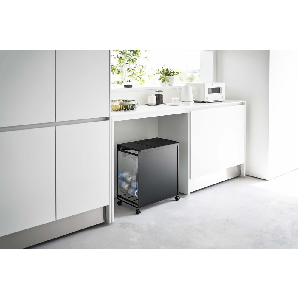 蓋付き目隠し分別ダストワゴン タワー 3分別 ブラック | Giftpad egift