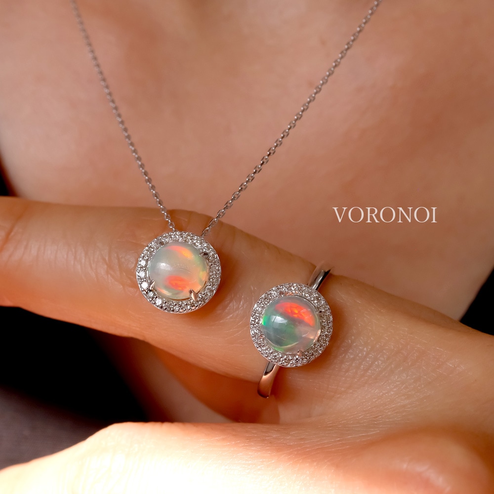 MINAMO - Opal -「Cosmo」ダイヤモンド 取り巻き リング/ネックレス
