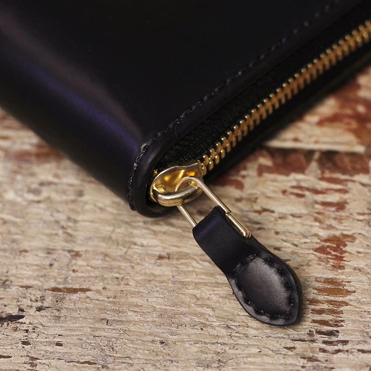 Horween社製シェルコードバン ラウンドファスナー長財布 メンズ 総