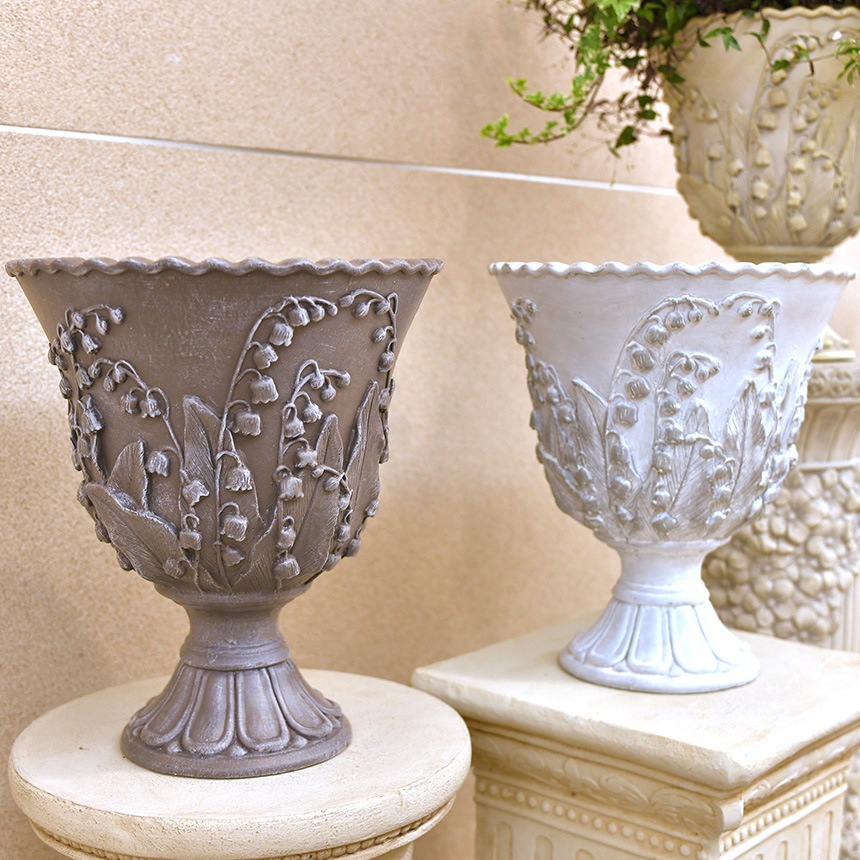 鉢 アンティーク プランター スズランの咲く ゴブレット L 高さ33cm