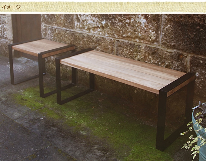 ガーデンベンチ 木製 ブラックアイアン フレーム 幅100cm 屋外