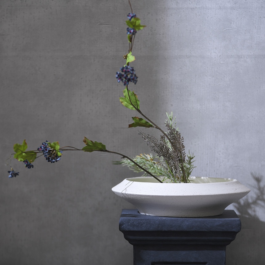 生け花 花器 水盤 陶器 和菓子のような 和風 お盆型S 浅型 平鉢 盆栽鉢