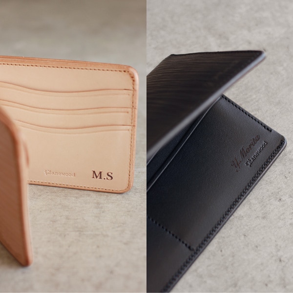 WOODY Slim Wallet」本物の木目を型押しした、本革のおしゃれな長財布