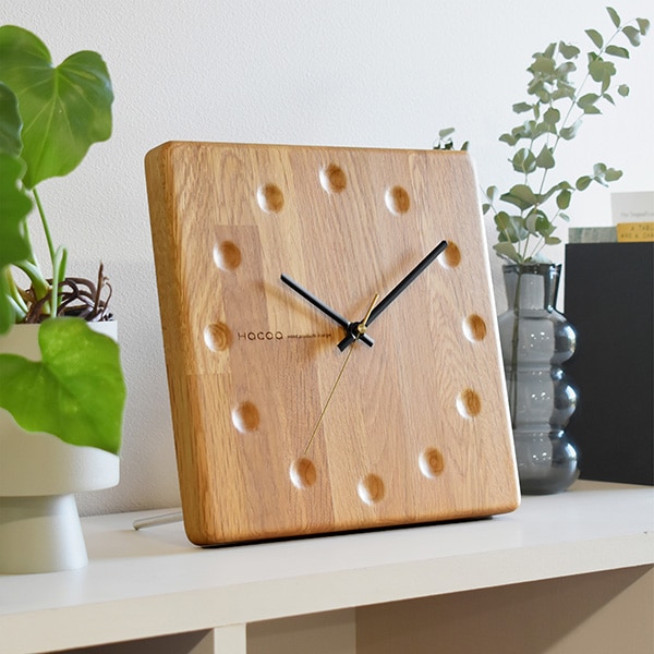 Wall Clock Block Stripe」木のぬくもりが重なり合う、置き・壁掛けが