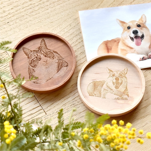 ペア】「Coaster round ギフトセット」天然無垢材を使用した贅沢な木製