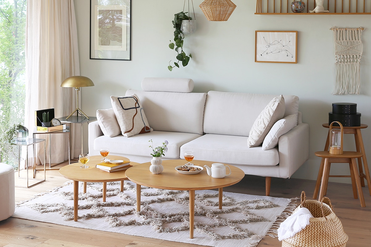 LEO SOFA 3人掛け ライトブルー オーク脚/ウォルナット脚