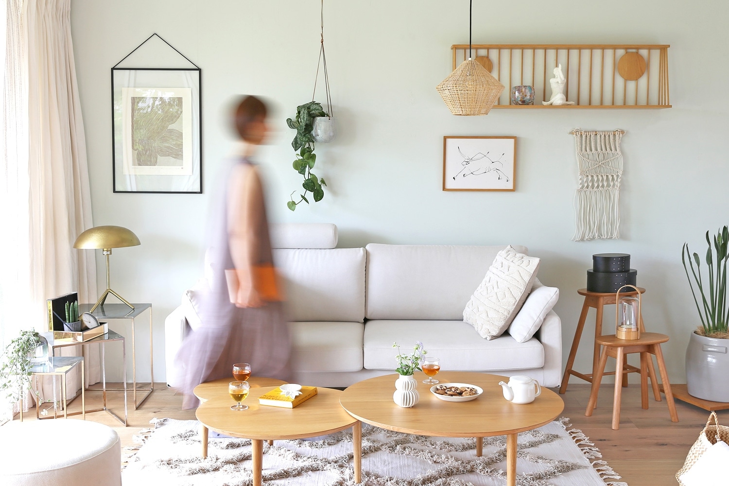 LEO SOFA オットマン ライトブルー オーク脚/ウォルナット脚