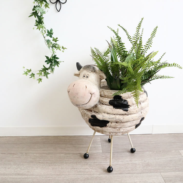 プランタースタンド ガーデニング鉢カバー ウシ 5号鉢｜おしゃれな