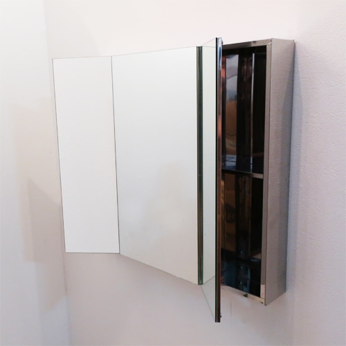 三面鏡 ミラーキャビネット 壁付け 収納 洗面所 ステンレス W750×D130