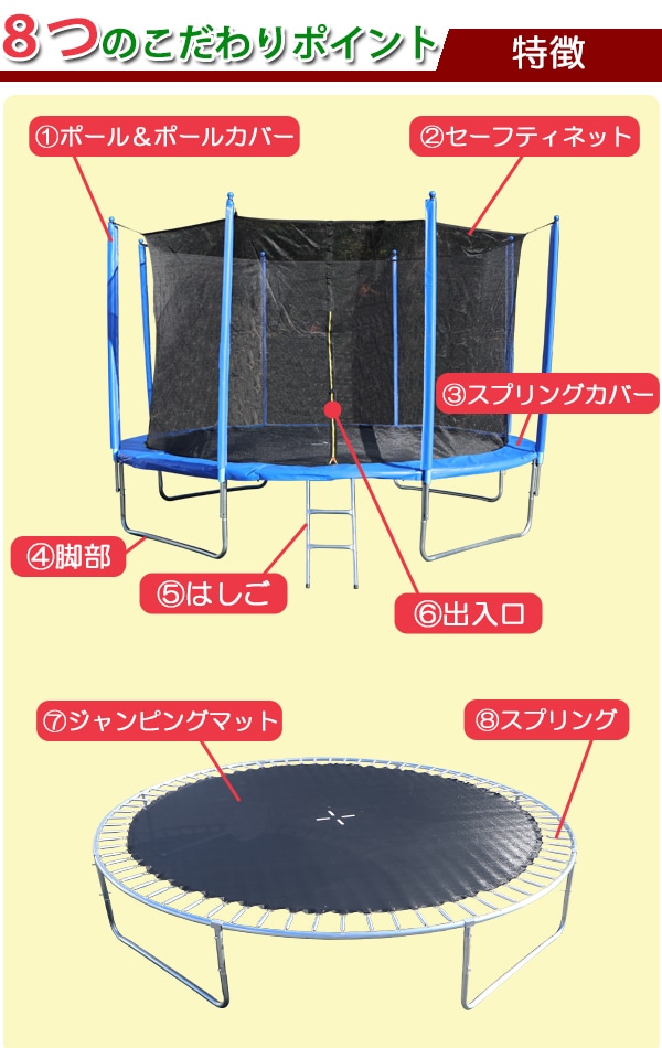 トランポリン 12FT 直径約3.65m 大型 保護ネット セーフティネット