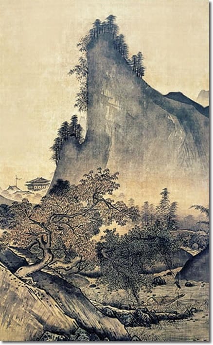 掛け軸 掛軸 雪舟（せっしゅう）・ 四季山水図 -秋 (しきさんすいず