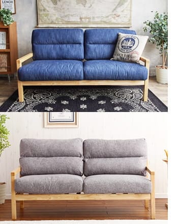 Life】ウォッシャブルデニムソファ（2人掛け）｜西海岸テイスト