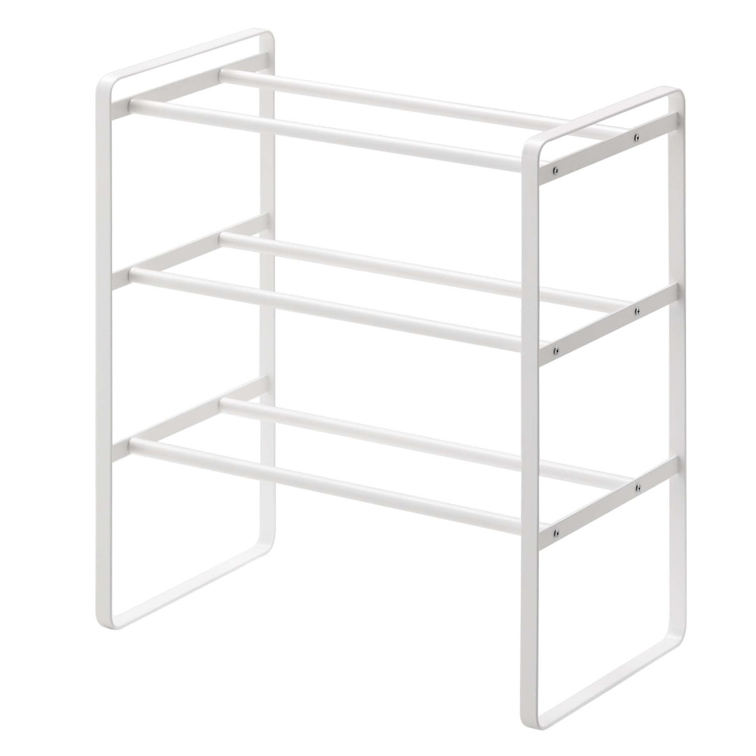 frame】伸縮シューズラック 3段 ホワイト｜収納用品,玄関収納,下駄箱
