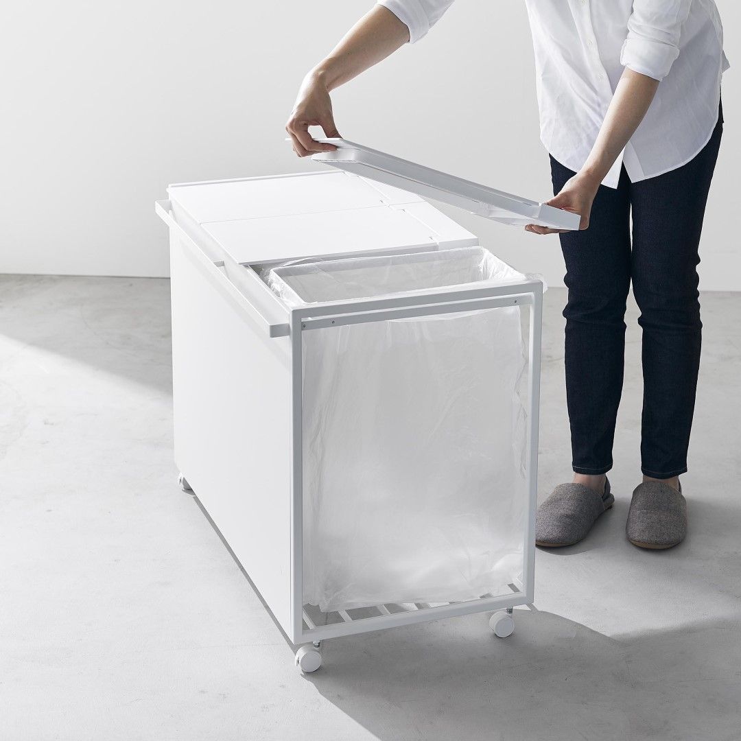 tower】 蓋付き目隠し分別ダストワゴン45L 3分別｜ゴミ箱