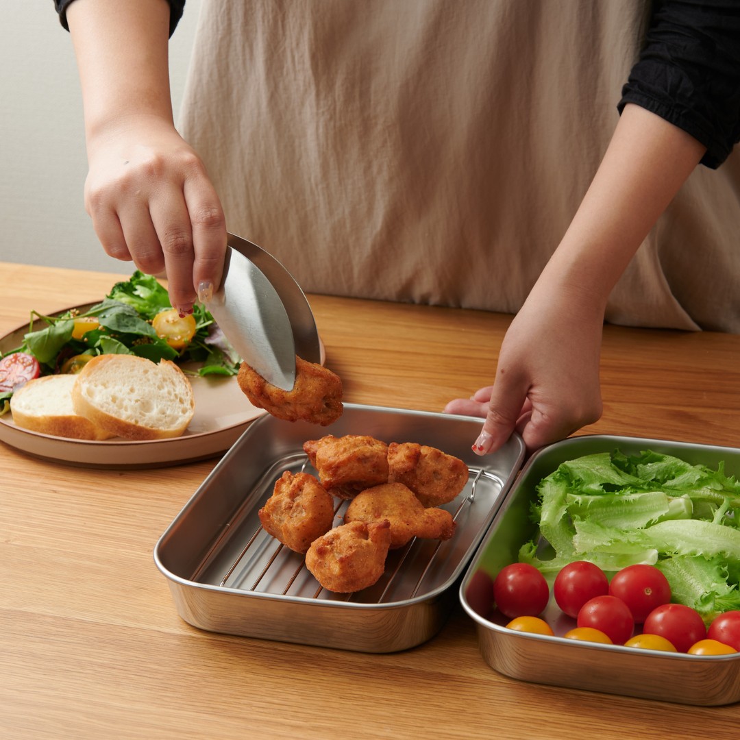 下村企販】 蓋付きステンレスバットワイド2個組｜キッチン用品,保存