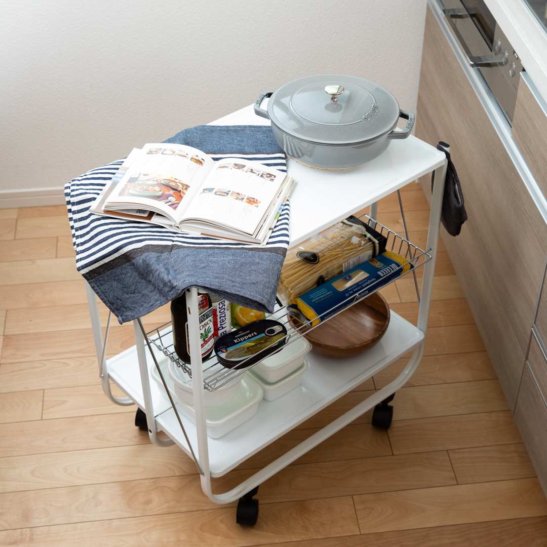 DULTON】 フォールディング トローリー ホワイト｜キッチン用品
