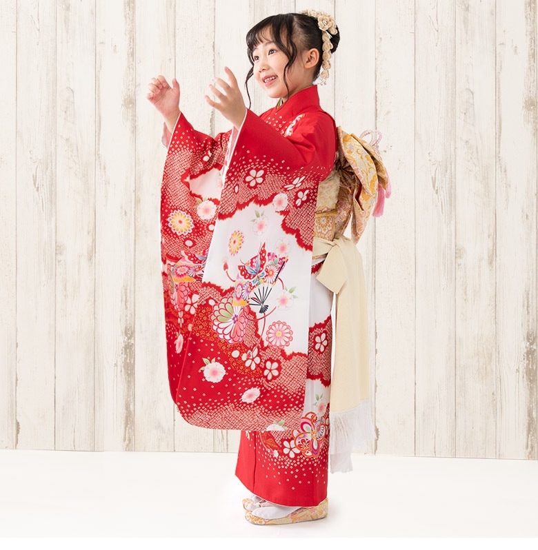 七五三 着物セット 女の子 7才 7歳 フルセット 絵羽柄 古典柄 四つ身
