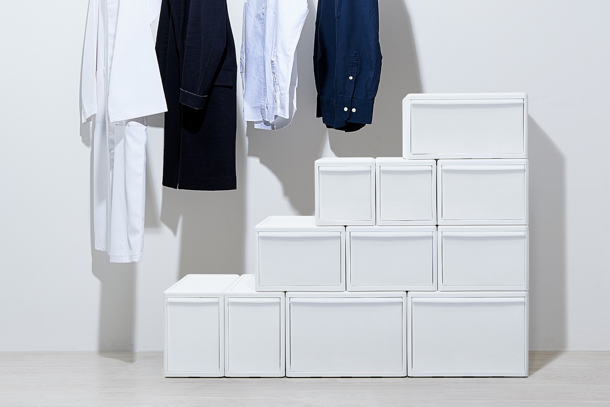 組み合わせて使える収納ケース スリムM 3個組 オールホワイト MOS-01L