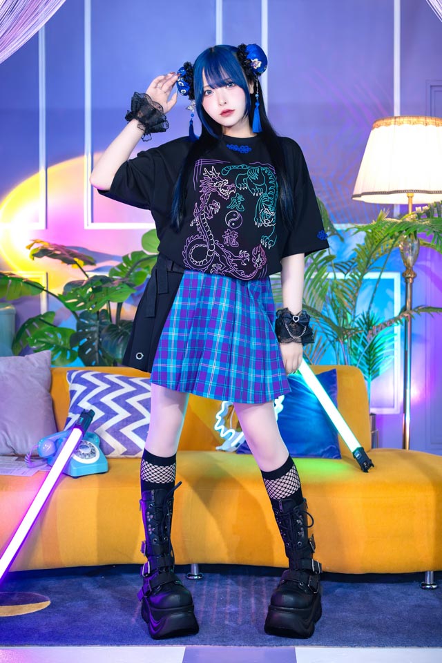 タイガードラゴン チャイナビッグTシャツ【L.BLUE】｜LISTEN FLAVOR