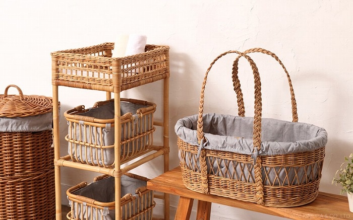 ペットキャリー 手提げバスケット ラタンバスケット 取っ手付きカゴ 犬