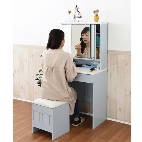 ドレッサー コンパクト スツール付 化粧台 三面鏡ドレッサー FFC-0004