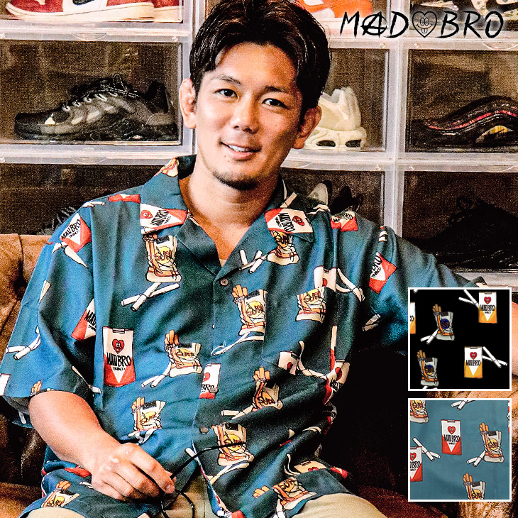 シガレット柄オープンカラーシャツ｜皇治プロデュースブランドMADBRO