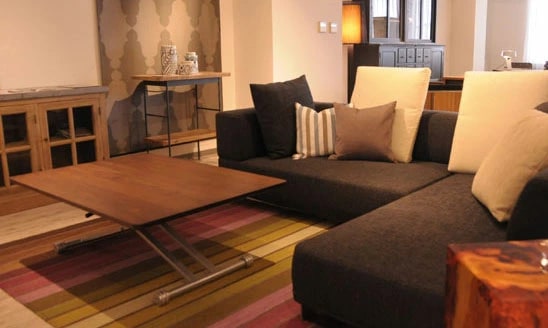 エックスリフト 昇降式ダイニングテーブル ウォールナット無垢材 120