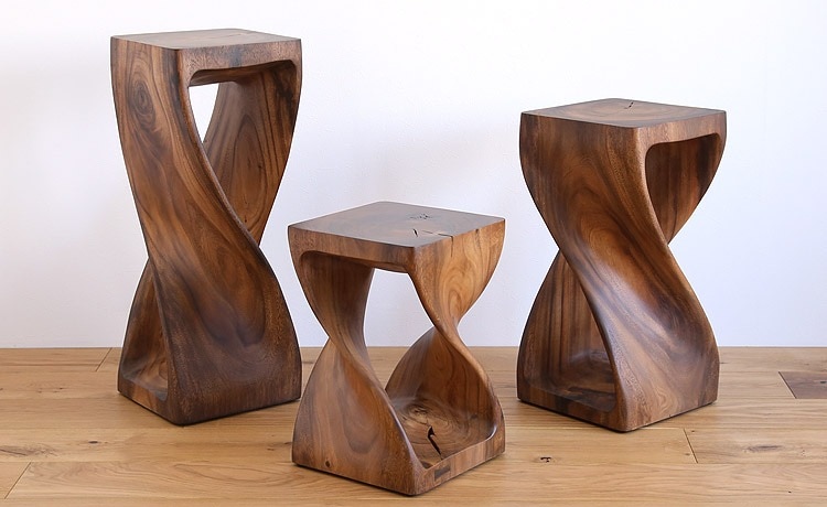 ツイストS スツール/サイドテーブル 花台 ナチュラル 高さ45cm