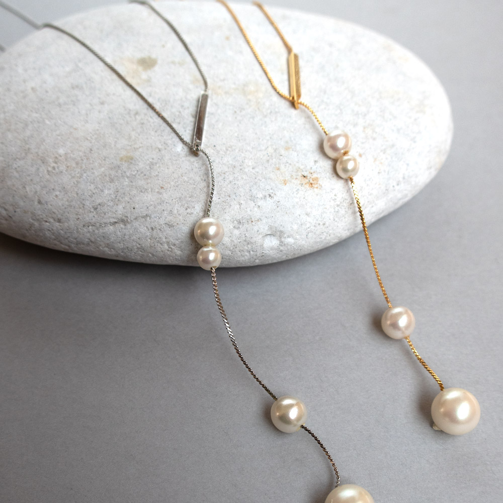 日本製 パールラリエットY字ロングネックレス | ネックレス,ロング